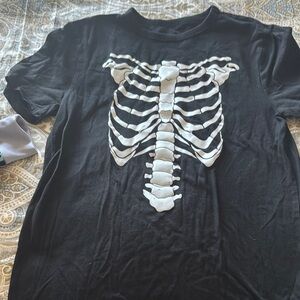 Black T-Shirt with Skeleton Ribcage Design